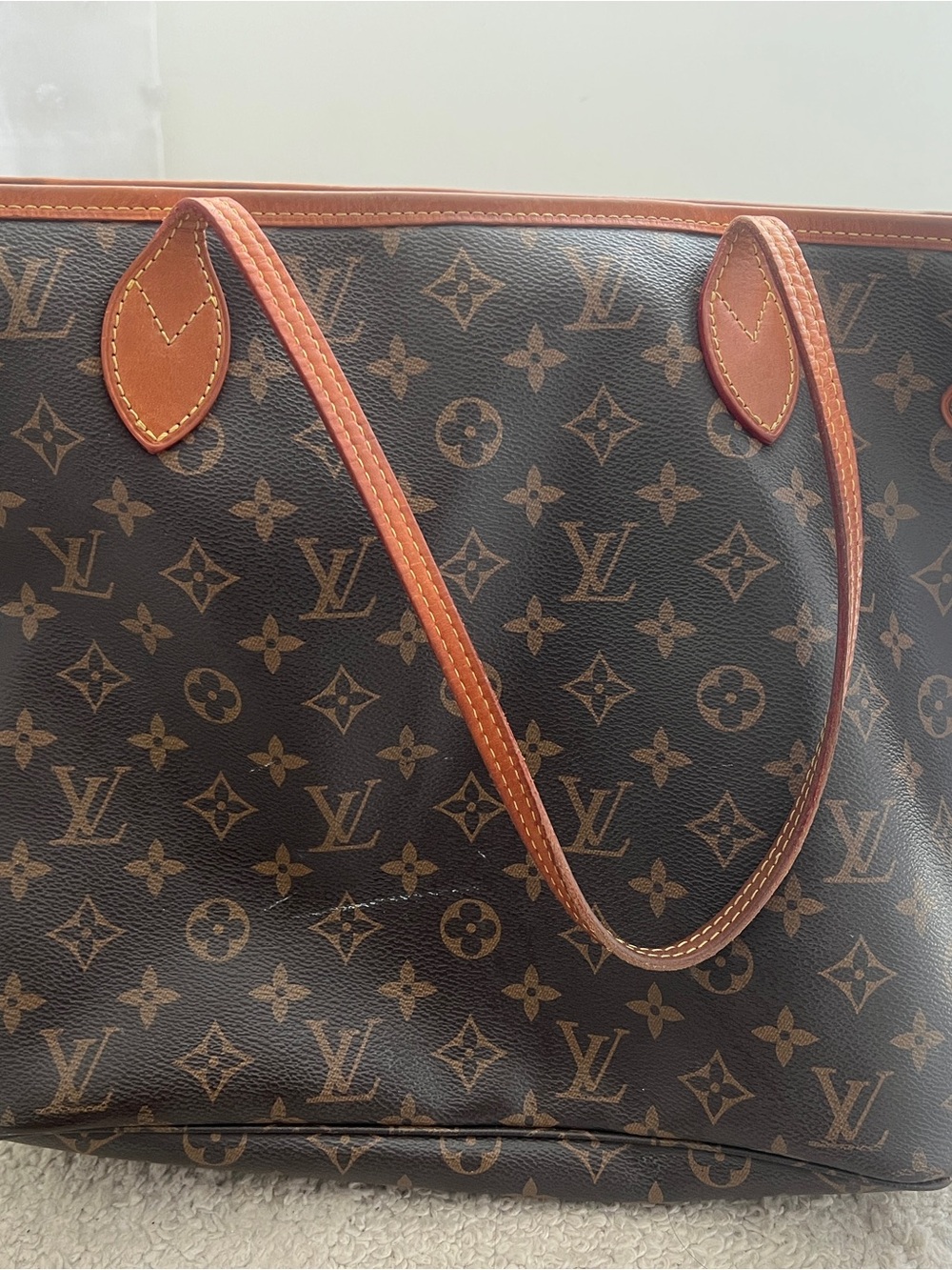 Louis Vuitton Monogram Canvas Tote in Brown with Tan Trim